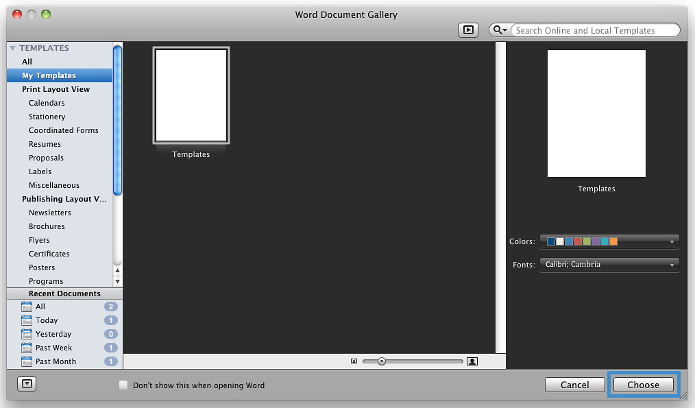 Screenshot of the new template in the gallery.
