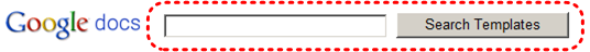 Image demonstrates lcoation of Search Templates button and text box beside Google docs logo.