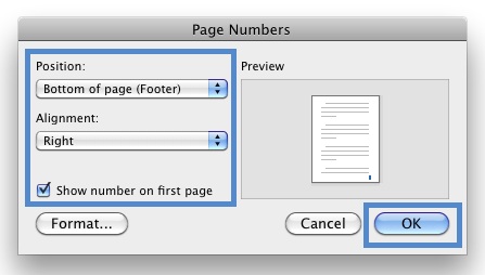 Image demonstrates the changes that can occur in the "Page Numbers" dialog box.