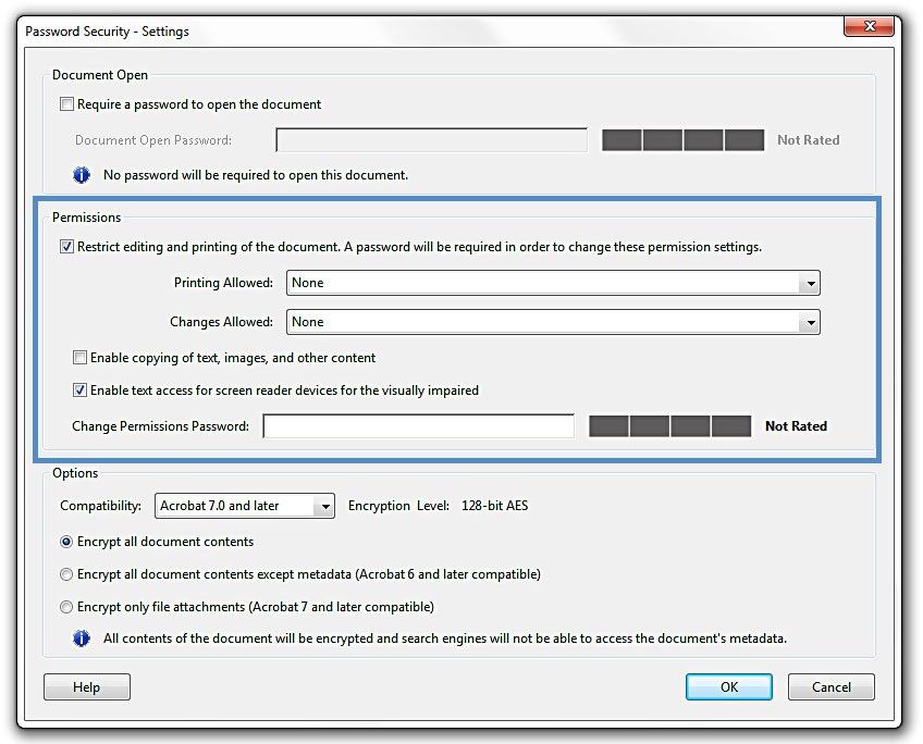 Image show the changes that could occurs in the password security dialog box.
